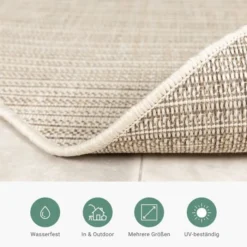 In- & Outdoor Jute Teppich Rund - Nomad Melange Creme