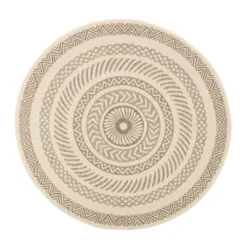 In- & Outdoor Jute Teppich Rund - Nomad Aztec Creme