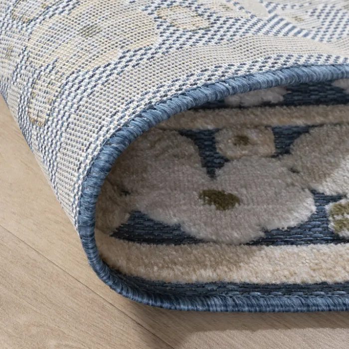 In - & Outdoorteppich - Bloom Oriental Blau