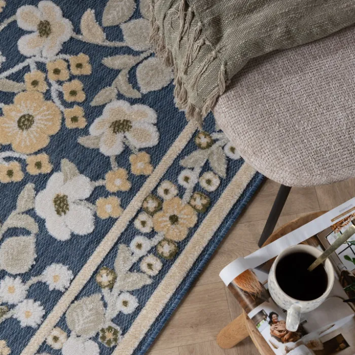 In - & Outdoorteppich - Bloom Oriental Blau