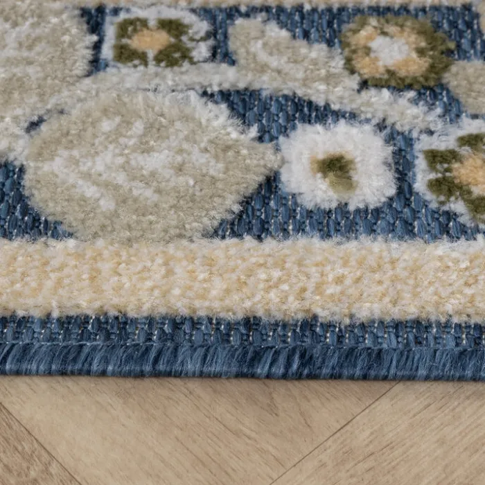 In - & Outdoorteppich - Bloom Oriental Blau