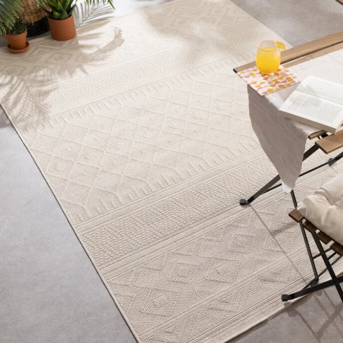In- & Outdoor Teppich - Dunes Geo Creme