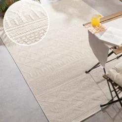 In- & Outdoor Teppich - Dunes Geo Creme
