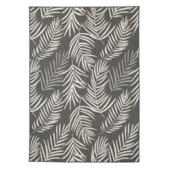 In-& Outdoor Teppich - Malta Leaves Schwarz