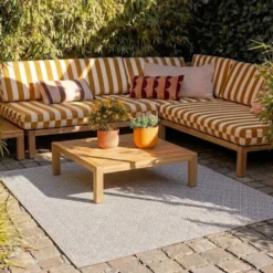 In- & Outdoor Teppich Quadrat - Summer Tile Hellgrau