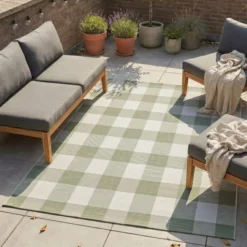 In- & Outdoor Teppich - Ranch Checkerboard Grün