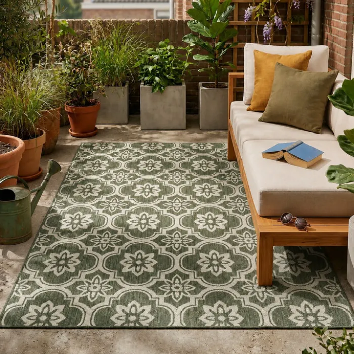 In- & Outdoor Teppich - Rio Flower Grün