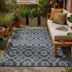 In- & Outdoor Teppich - Rio Flower Blau