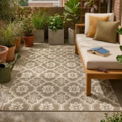 In- & Outdoor Teppich - Rio Flower Beige