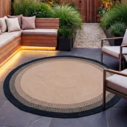 In- & Outdoor Teppich Rund - Florence Schwarz
