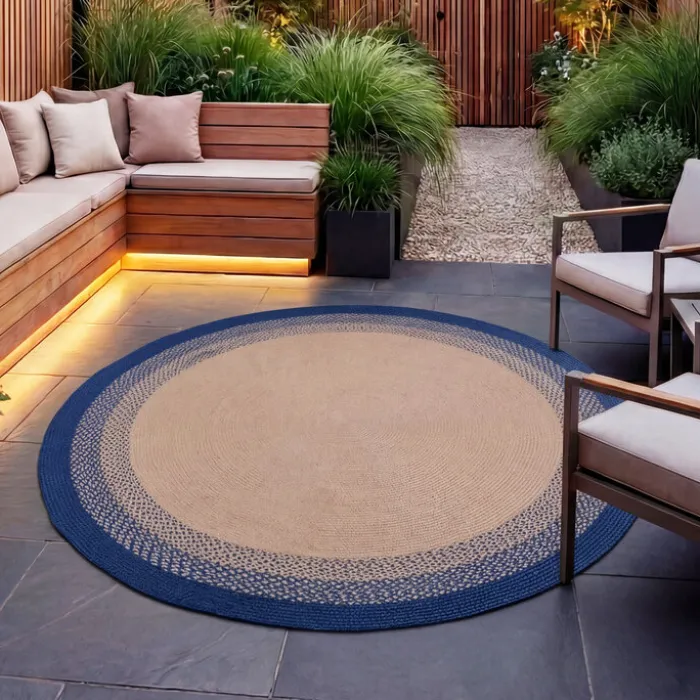 In- & Outdoor Teppich Rund - Florence Blau