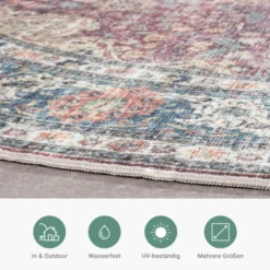 In- & Outdoor Teppich Rund - Kairo Medaillon Bordeaux Rot