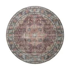 In- & Outdoor Teppich Rund - Kairo Medaillon Bordeaux Rot