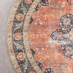 In- & Outdoor Teppich Rund - Kairo Medaillon Terra Dunkelblau