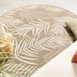 In- & Outdoor Teppich Rund - Malta Leaves Natur