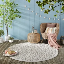 In- & Outdoor Teppich Rund - Piatto Argento Grau Weiß - Ø 160cm