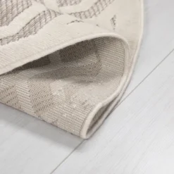 In- & Outdoor Teppich Rund - Piatto Mataro Creme Weiß - Ø 160cm