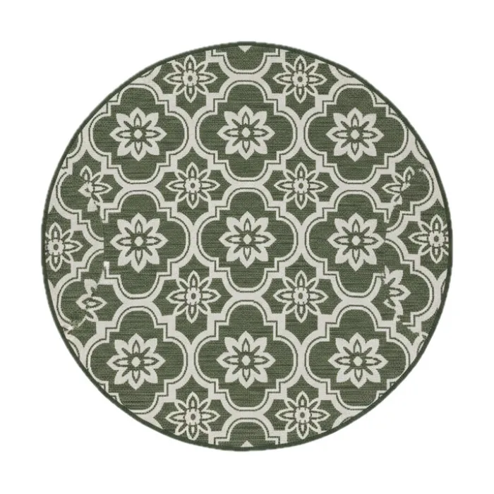 In- & Outdoor Teppich Rund - Rio Flower Grün