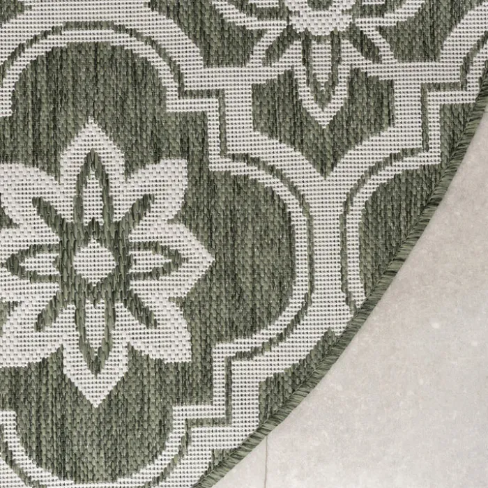 In- & Outdoor Teppich Rund - Rio Flower Grün