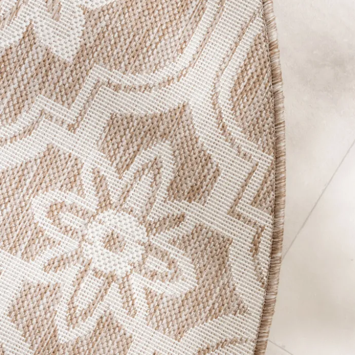 In- & Outdoor Teppich Rund - Rio Flower Beige