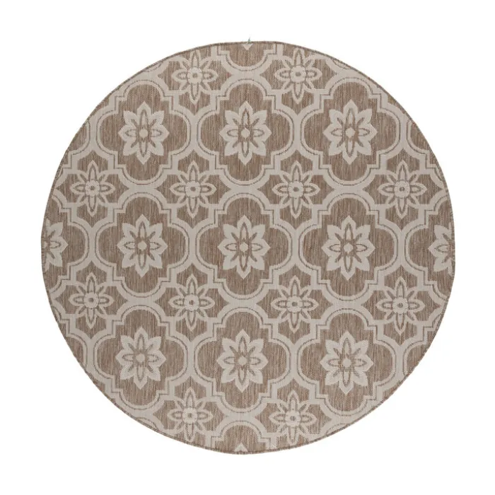 In- & Outdoor Teppich Rund - Rio Flower Beige