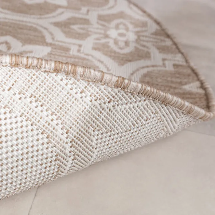 In- & Outdoor Teppich Rund - Rio Flower Beige