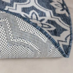 In- & Outdoor Teppich Rund - Rio Flower Blau
