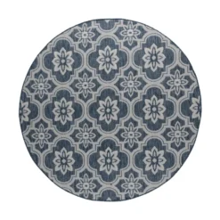 In- & Outdoor Teppich Rund - Rio Flower Blau