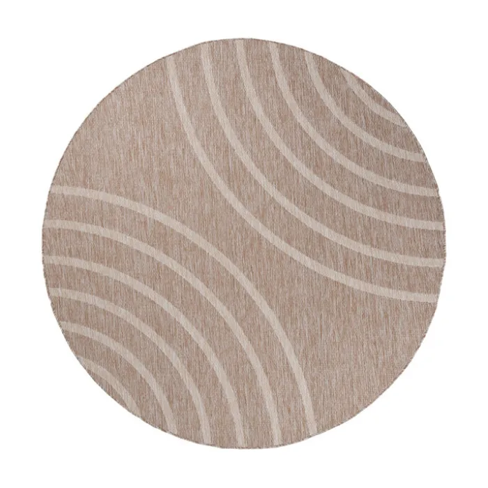 In- & Outdoor Teppich Rund - Sierra Curves Beige Creme