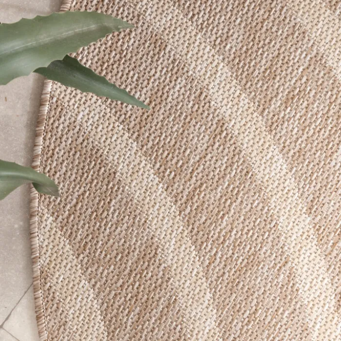 In- & Outdoor Teppich Rund - Sierra Curves Beige Creme