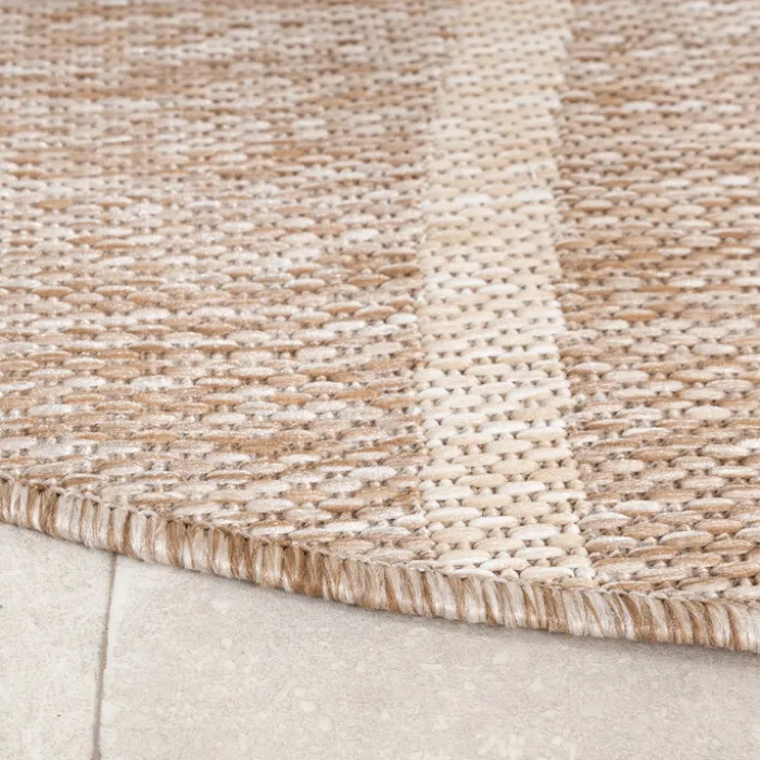 In- & Outdoor Teppich Rund - Sierra Curves Beige Creme