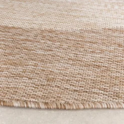 In- & Outdoor Teppich Rund - Sierra Border Creme Beige