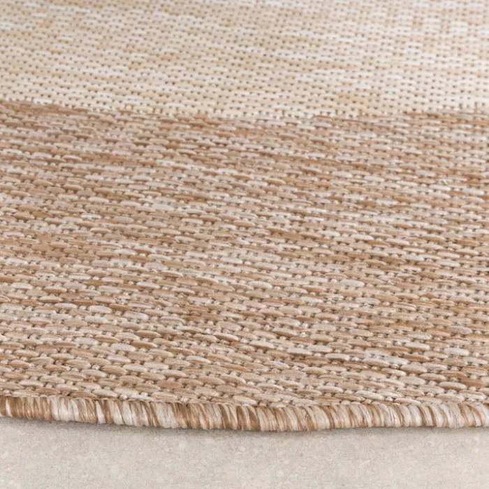 In- & Outdoor Teppich Rund - Sierra Border Creme Beige