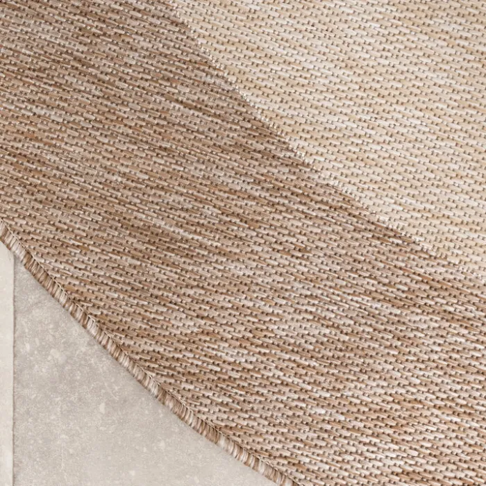 In- & Outdoor Teppich Rund - Sierra Border Creme Beige
