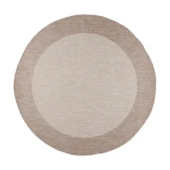 In- & Outdoor Teppich Rund - Sierra Border Creme Beige