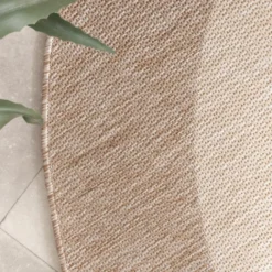 In- & Outdoor Teppich Rund - Sierra Border Creme Beige