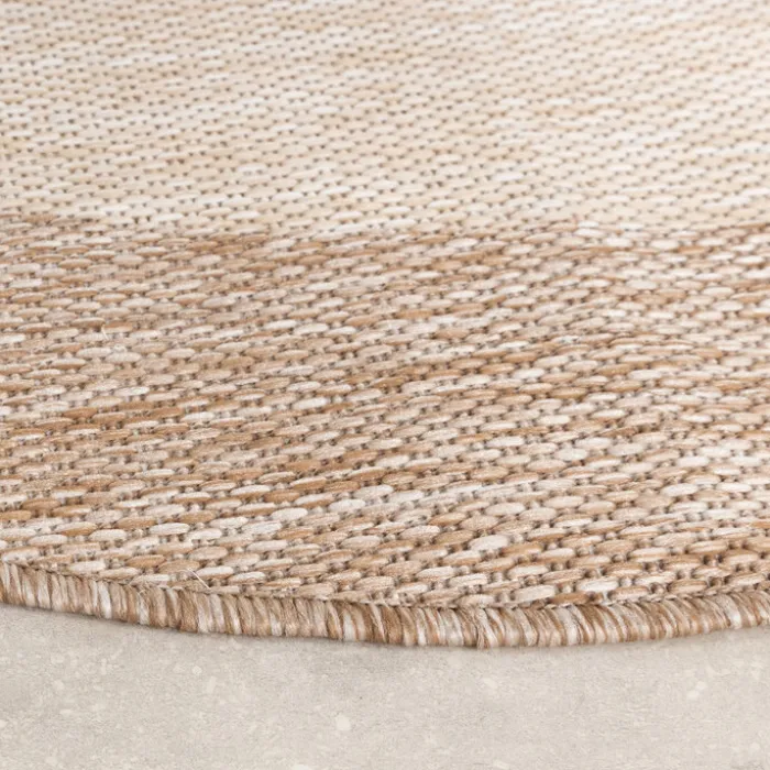 In- & Outdoor Teppich Rund - Sierra Border Beige Creme