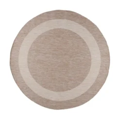 In- & Outdoor Teppich Rund - Sierra Border Beige Creme