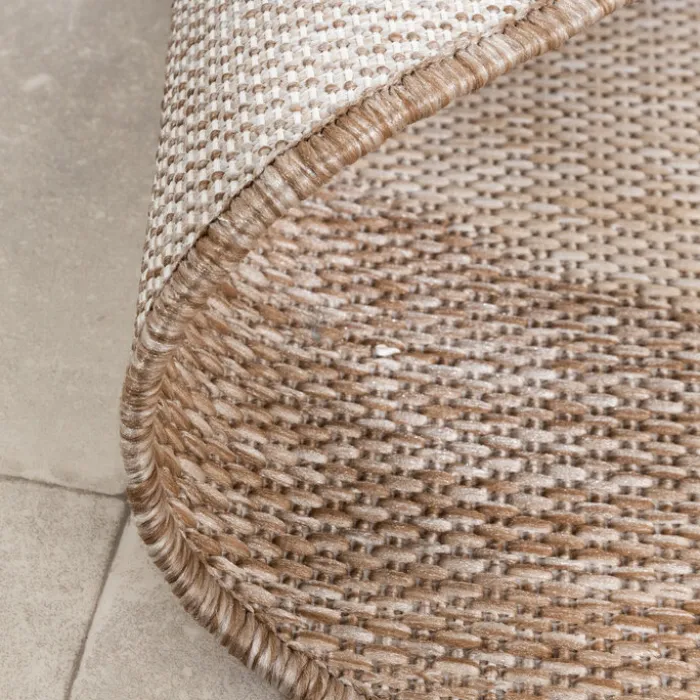 In- & Outdoor Teppich Rund - Sierra Border Beige Creme