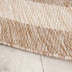 In- & Outdoor Teppich Rund - Sierra Frame Beige Creme