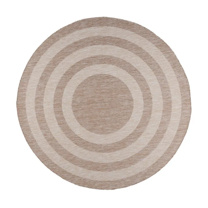 In- & Outdoor Teppich Rund - Sierra Frame Beige Creme