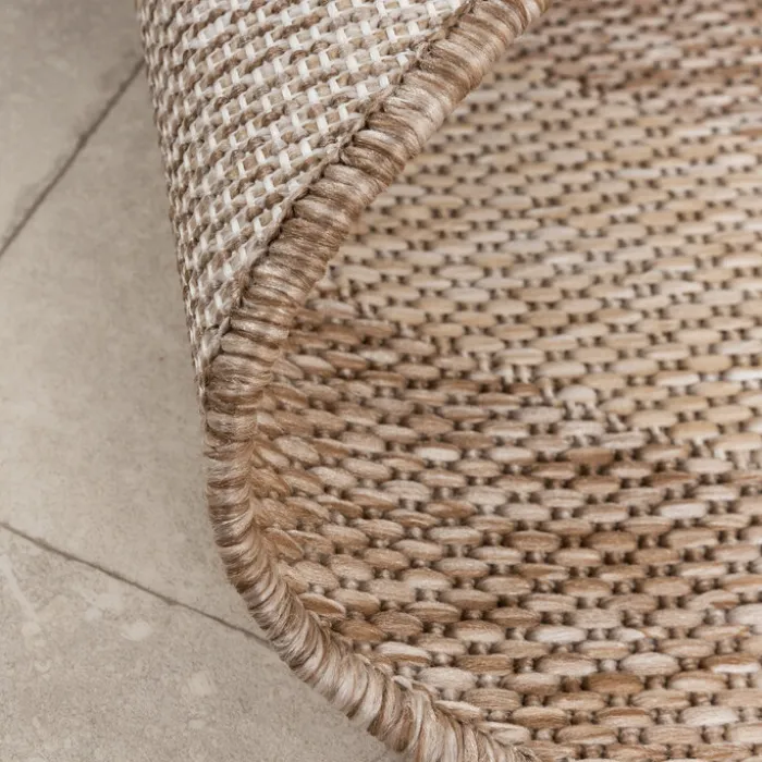In- & Outdoor Teppich Rund - Sierra Frame Beige Creme
