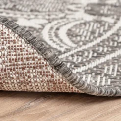 In- & Outdoor Teppich Rund - Summer Oriental Grau