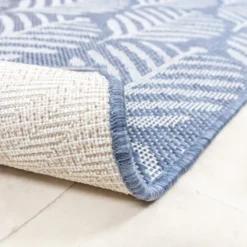 In- & Outdoor Teppich Rund - Summer Leaves Blau