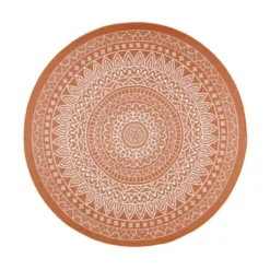 In- & Outdoor Teppich Rund - Summer Azteca Terracotta