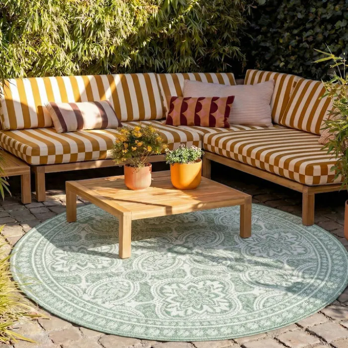 In- & Outdoor Teppich Rund - Summer Oriental Grün