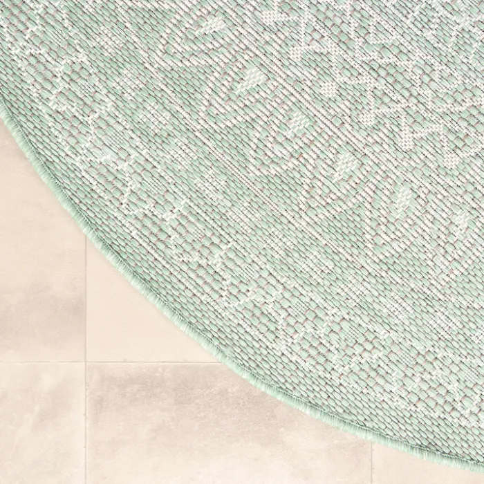 In- & Outdoor Teppich Rund - Summer Azteca Mint