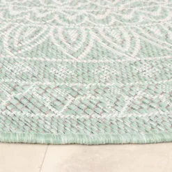 In- & Outdoor Teppich Rund - Summer Azteca Mint