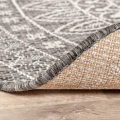 In- & Outdoor Teppich Rund - Summer Azteca Grau