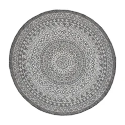 In- & Outdoor Teppich Rund - Summer Azteca Grau